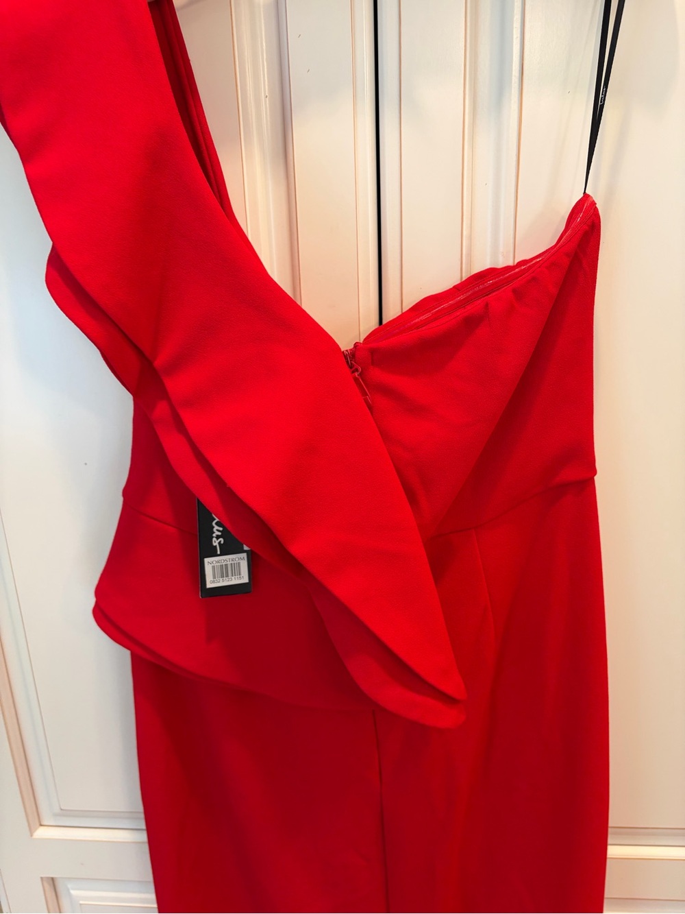 Lulus One-Shoulder Red Ruffle Gown - Picture 9 of 9